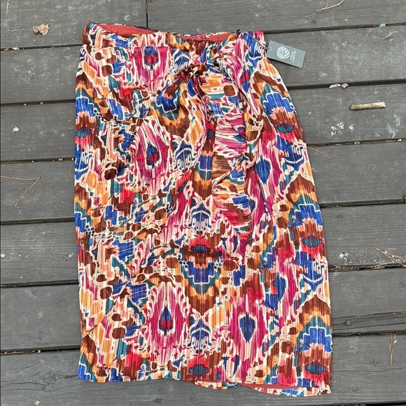 Vince Camuto Multicolor Satin Patterned Lined Skirt size 1X - Picture 1 of 7